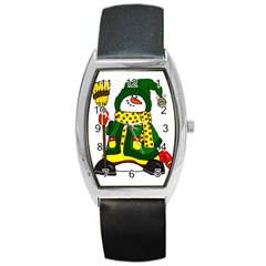 Christmas Snowman  Barrel Style Metal Watch by IIPhotographyAndDesigns