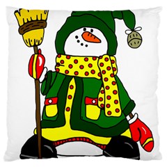 Christmas Snowman  Large Cushion Case (one Side) by IIPhotographyAndDesigns