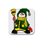 Christmas Snowman  Rubber Square Coaster (4 pack)  Front