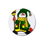 Christmas Snowman  Rubber Round Coaster (4 pack)  Front