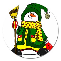 Christmas Snowman  Magnet 5  (round) by IIPhotographyAndDesigns