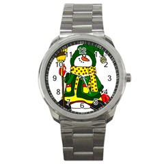 Christmas Snowman  Sport Metal Watch by IIPhotographyAndDesigns