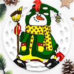 Christmas Snowman  Round Filigree Ornament (Two Sides) Front