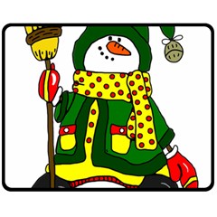 Christmas Snowman  Double Sided Fleece Blanket (medium)  by IIPhotographyAndDesigns