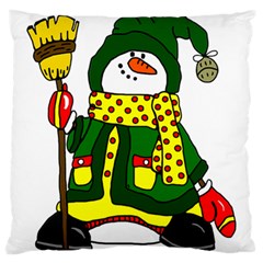 Christmas Snowman  Large Flano Cushion Case (one Side) by IIPhotographyAndDesigns