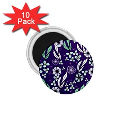 Floral Blue Pattern  1 75  Magnets (10 Pack)  by MintanArt