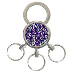 Floral Blue Pattern  3-ring Key Chain by MintanArt