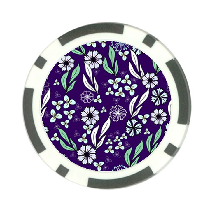 Floral blue pattern  Poker Chip Card Guard