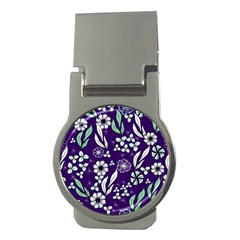 Floral Blue Pattern  Money Clips (round)  by MintanArt