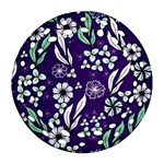 Floral blue pattern  Round Filigree Ornament (Two Sides) Back