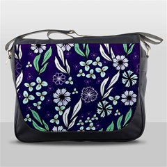 Floral Blue Pattern  Messenger Bag by MintanArt