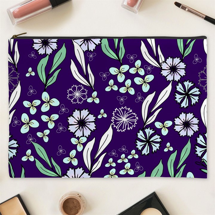 Floral blue pattern  Cosmetic Bag (XXXL)