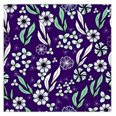 Floral Blue Pattern  Large Satin Scarf (square) by MintanArt