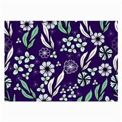 Floral Blue Pattern  Large Glasses Cloth (2 Sides) by MintanArt