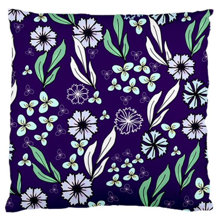 Floral blue pattern  Large Cushion Case (One Side)