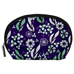 Floral Blue Pattern  Accessory Pouch (large) by MintanArt