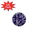 Floral blue pattern  1  Mini Magnets (100 pack)  Front