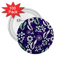 Floral Blue Pattern  2 25  Buttons (100 Pack)  by MintanArt