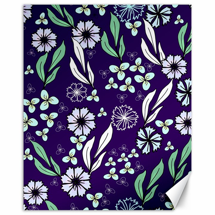 Floral blue pattern  Canvas 16  x 20 