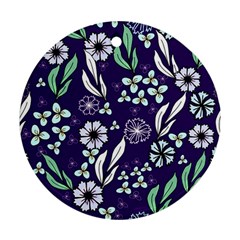 Floral Blue Pattern  Ornament (round) by MintanArt