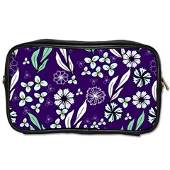 Floral Blue Pattern  Toiletries Bag (one Side) by MintanArt