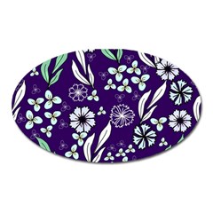 Floral Blue Pattern  Oval Magnet by MintanArt