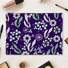 Floral Blue Pattern  Cosmetic Bag (xl) by MintanArt