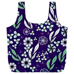 Floral Blue Pattern  Full Print Recycle Bag (xxxl) by MintanArt