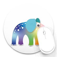 Illustrations Elephant Colorful Pachyderm Round Mousepads by HermanTelo