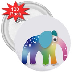 Illustrations Elephant Colorful Pachyderm 3  Buttons (100 Pack)  by HermanTelo