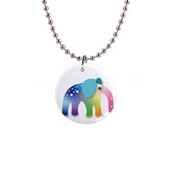 Illustrations Elephant Colorful Pachyderm 1  Button Necklace