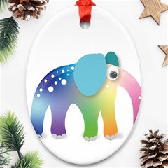 Illustrations Elephant Colorful Pachyderm Oval Ornament (two Sides)