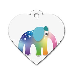 Illustrations Elephant Colorful Pachyderm Dog Tag Heart (one Side)