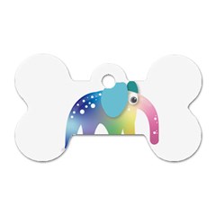 Illustrations Elephant Colorful Pachyderm Dog Tag Bone (one Side)