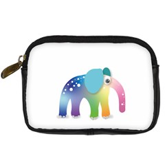 Illustrations Elephant Colorful Pachyderm Digital Camera Leather Case