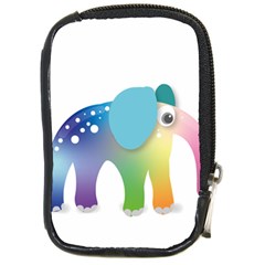 Illustrations Elephant Colorful Pachyderm Compact Camera Leather Case