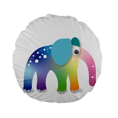 Illustrations Elephant Colorful Pachyderm Standard 15  Premium Round Cushions