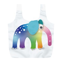 Illustrations Elephant Colorful Pachyderm Full Print Recycle Bag (l) by HermanTelo