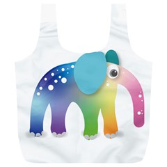 Illustrations Elephant Colorful Pachyderm Full Print Recycle Bag (xl)