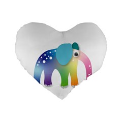 Illustrations Elephant Colorful Pachyderm Standard 16  Premium Flano Heart Shape Cushions