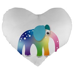 Illustrations Elephant Colorful Pachyderm Large 19  Premium Flano Heart Shape Cushions