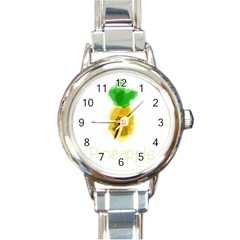 Pineapple Fruit Watercolor Painted Round Italian Charm Watch by Mariart