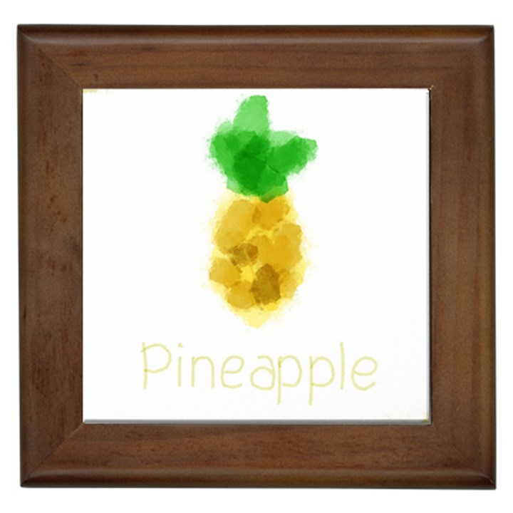 Pineapple Fruit Watercolor Painted Framed Tile