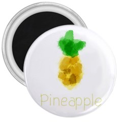 Pineapple Fruit Watercolor Painted 3  Magnets by Mariart