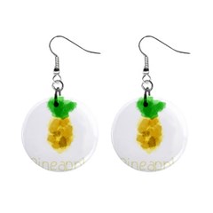 Pineapple Fruit Watercolor Painted Mini Button Earrings