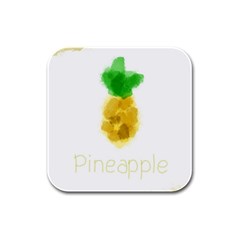 Pineapple Fruit Watercolor Painted Rubber Square Coaster (4 Pack)  by Mariart