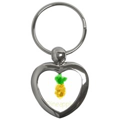 Pineapple Fruit Watercolor Painted Key Chain (heart) by Mariart