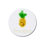 Pineapple Fruit Watercolor Painted Rubber Coaster (Round)  Front