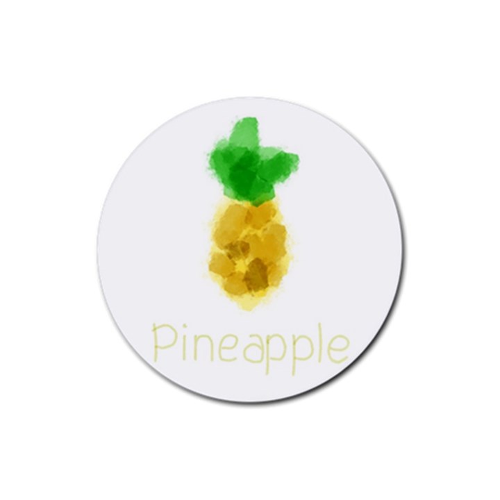 Pineapple Fruit Watercolor Painted Rubber Coaster (Round) 