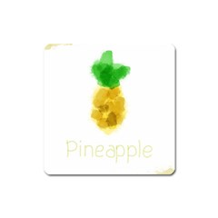 Pineapple Fruit Watercolor Painted Square Magnet by Mariart